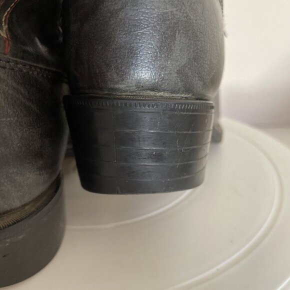 VTG Bronco Cowboy Boots Kids 2.5D Gray Conch Vegan Leather Western Cowboy USA - Picture 14 of 16